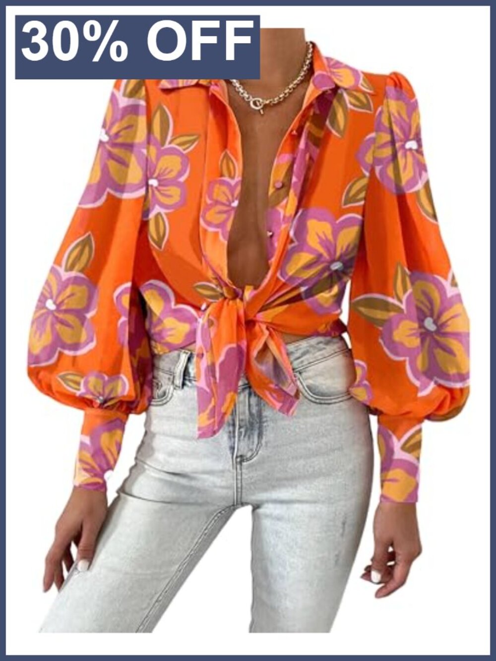 Women's Button Down Blouse Lantern Sleeve Loose Fit Dressy Casual Top